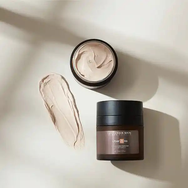 Flat lay of Synergie Skin's UberZinc