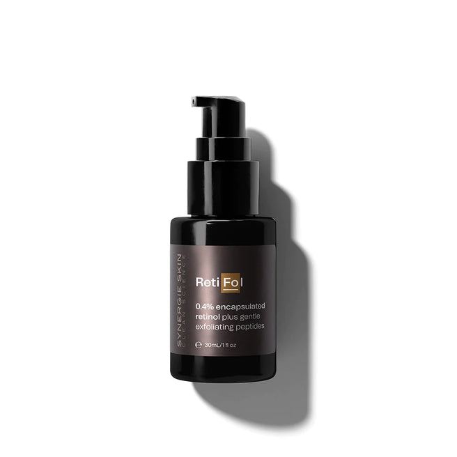 Synergie Skin's Retifol with 0.4% encapsulated retinol plus gentle exfoliating peptides